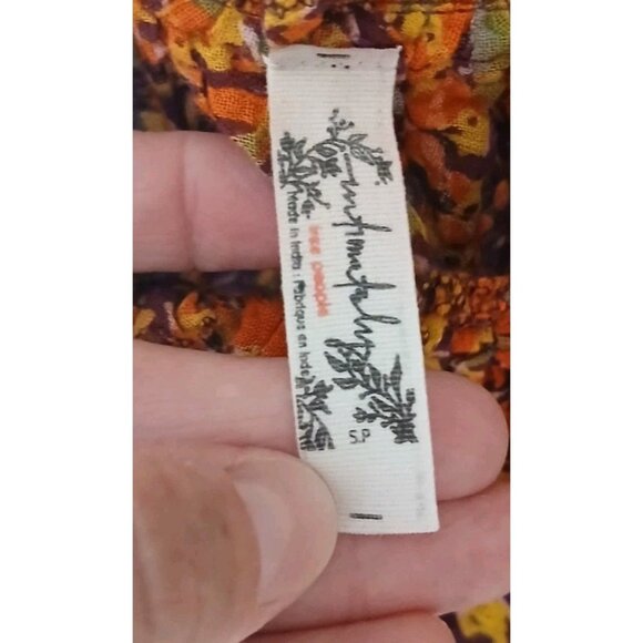 Free People Instant Crush Camisole Crop Top Size Small Burgundy Floral Tank - Picture 5 of 10